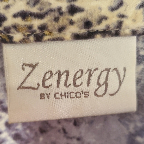 Chico's Blue Utility Jacket with Versatile Designgold Mettalic Accents - Picture 3 of 15